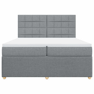 Κρεβάτι Boxspring με Στρώμα Ανοιχτό Γκρι 200x200 εκ. Υφασμάτινο - Pakobazaar