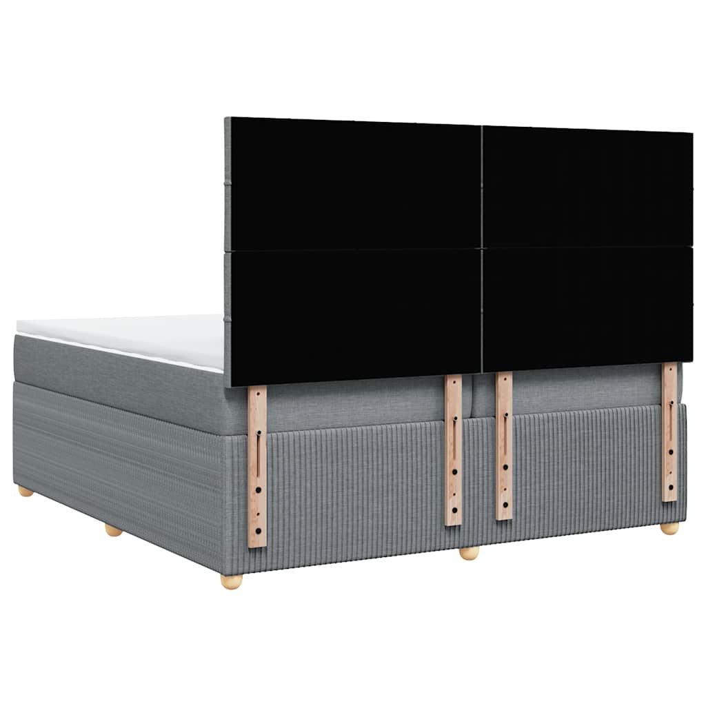 Κρεβάτι Boxspring με Στρώμα Ανοιχτό Γκρι 200x200 εκ. Υφασμάτινο - Pakobazaar