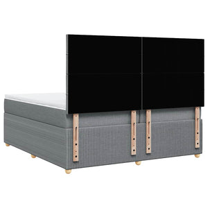 Κρεβάτι Boxspring με Στρώμα Ανοιχτό Γκρι 200x200 εκ. Υφασμάτινο - Pakobazaar