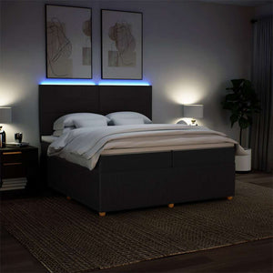 Κρεβάτι Boxspring με Στρώμα Μαύρο 200x200 εκ. Υφασμάτινο - Pakobazaar