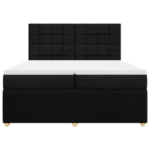 Κρεβάτι Boxspring με Στρώμα Μαύρο 200x200 εκ. Υφασμάτινο - Pakobazaar