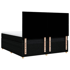 Κρεβάτι Boxspring με Στρώμα Μαύρο 200x200 εκ. Υφασμάτινο - Pakobazaar