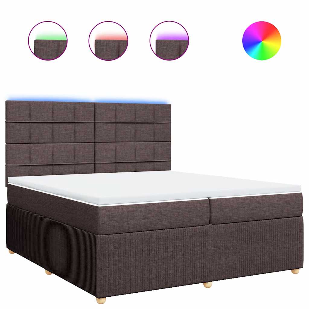 Κρεβάτι Boxspring με Στρώμα Σκούρο Καφέ 200x200 εκ. Υφασμάτινο