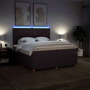 Κρεβάτι Boxspring με Στρώμα Σκούρο Καφέ 200x200 εκ. Υφασμάτινο