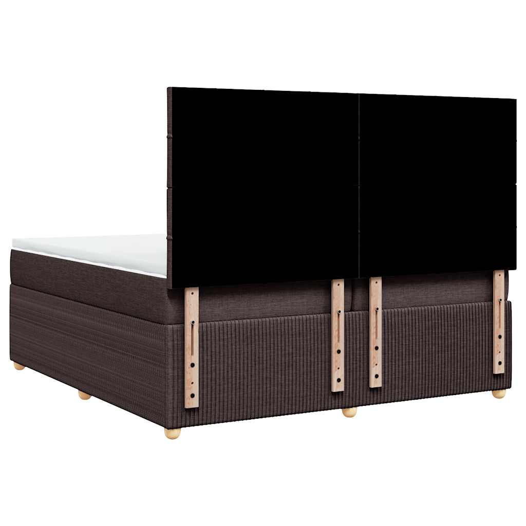 Κρεβάτι Boxspring με Στρώμα Σκούρο Καφέ 200x200 εκ. Υφασμάτινο