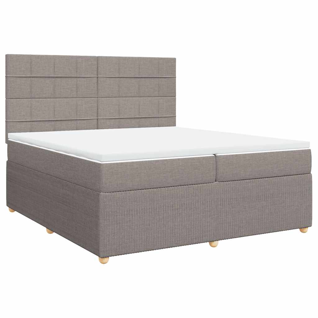 Κρεβάτι Boxspring με Στρώμα Taupe 200x200 εκ. Υφασμάτινο - Pakobazaar