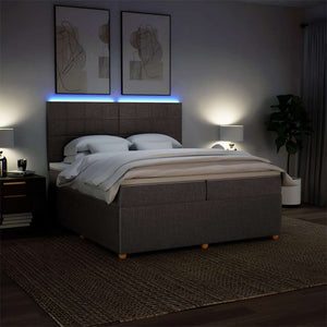 Κρεβάτι Boxspring με Στρώμα Taupe 200x200 εκ. Υφασμάτινο - Pakobazaar