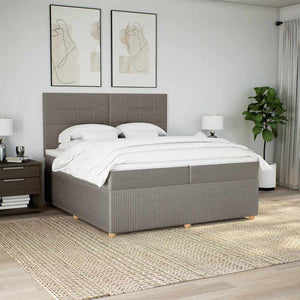 Κρεβάτι Boxspring με Στρώμα Taupe 200x200 εκ. Υφασμάτινο - Pakobazaar