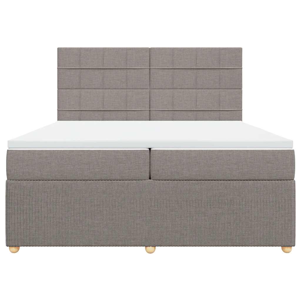 Κρεβάτι Boxspring με Στρώμα Taupe 200x200 εκ. Υφασμάτινο - Pakobazaar