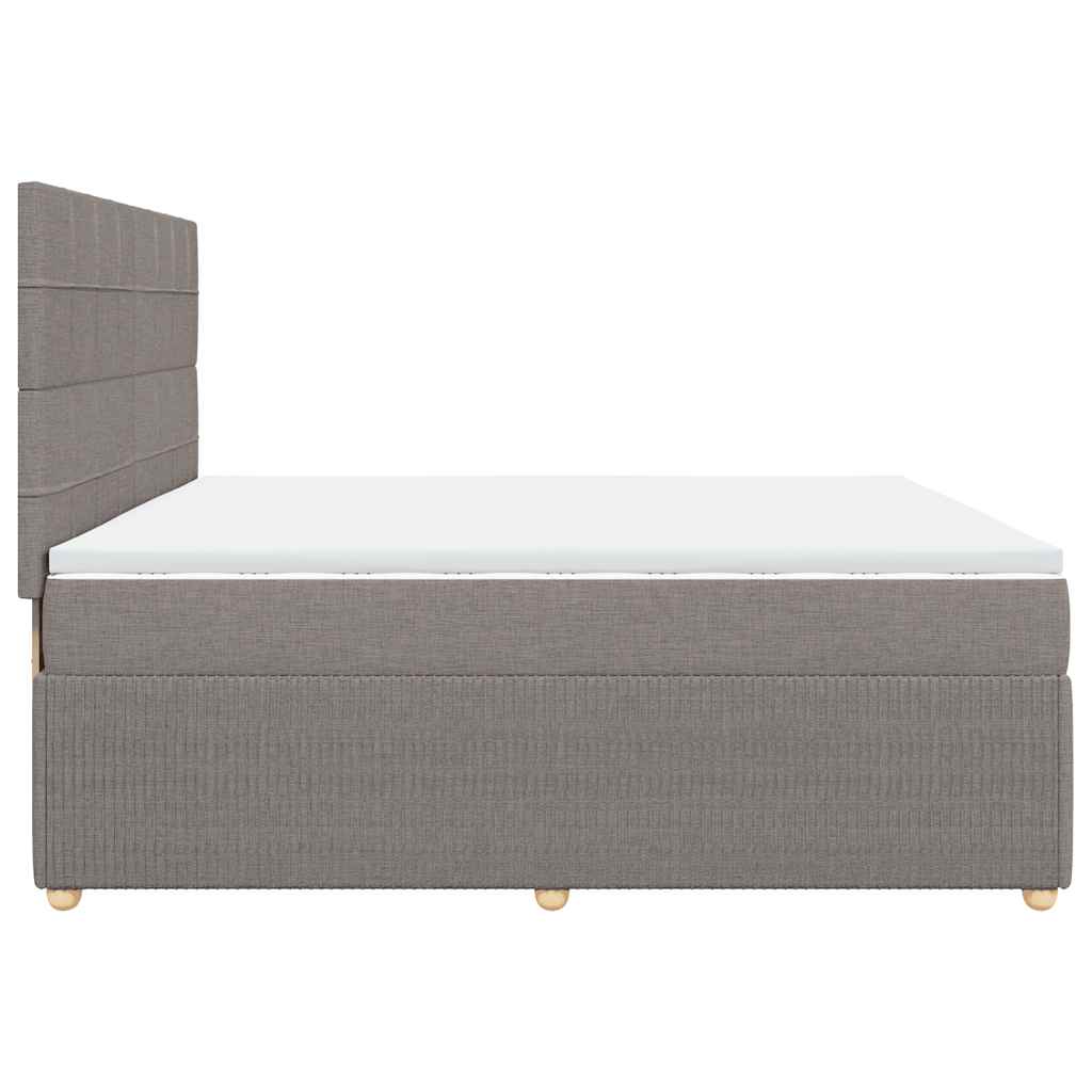 Κρεβάτι Boxspring με Στρώμα Taupe 200x200 εκ. Υφασμάτινο - Pakobazaar