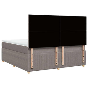 Κρεβάτι Boxspring με Στρώμα Taupe 200x200 εκ. Υφασμάτινο - Pakobazaar