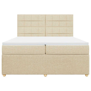 Κρεβάτι Boxspring με Στρώμα Κρεμ 200x200 εκ. Υφασμάτινο