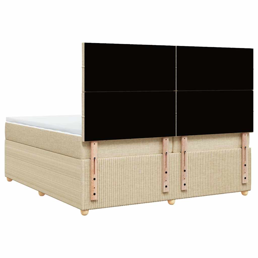 Κρεβάτι Boxspring με Στρώμα Κρεμ 200x200 εκ. Υφασμάτινο