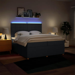 Κρεβάτι Boxspring με Στρώμα Μπλε 200x200 εκ. Υφασμάτινο - Pakobazaar