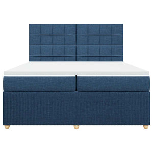 Κρεβάτι Boxspring με Στρώμα Μπλε 200x200 εκ. Υφασμάτινο - Pakobazaar
