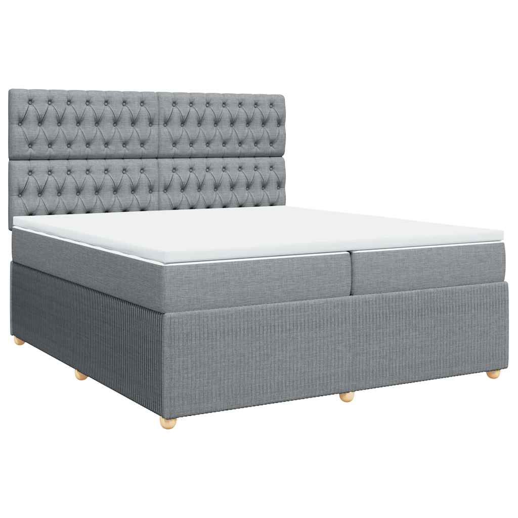 Κρεβάτι Boxspring με Στρώμα Ανοιχτό Γκρι 200x200 εκ. Υφασμάτινο - Pakobazaar