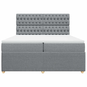 Κρεβάτι Boxspring με Στρώμα Ανοιχτό Γκρι 200x200 εκ. Υφασμάτινο - Pakobazaar
