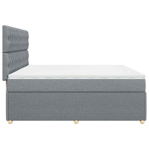 Κρεβάτι Boxspring με Στρώμα Ανοιχτό Γκρι 200x200 εκ. Υφασμάτινο - Pakobazaar