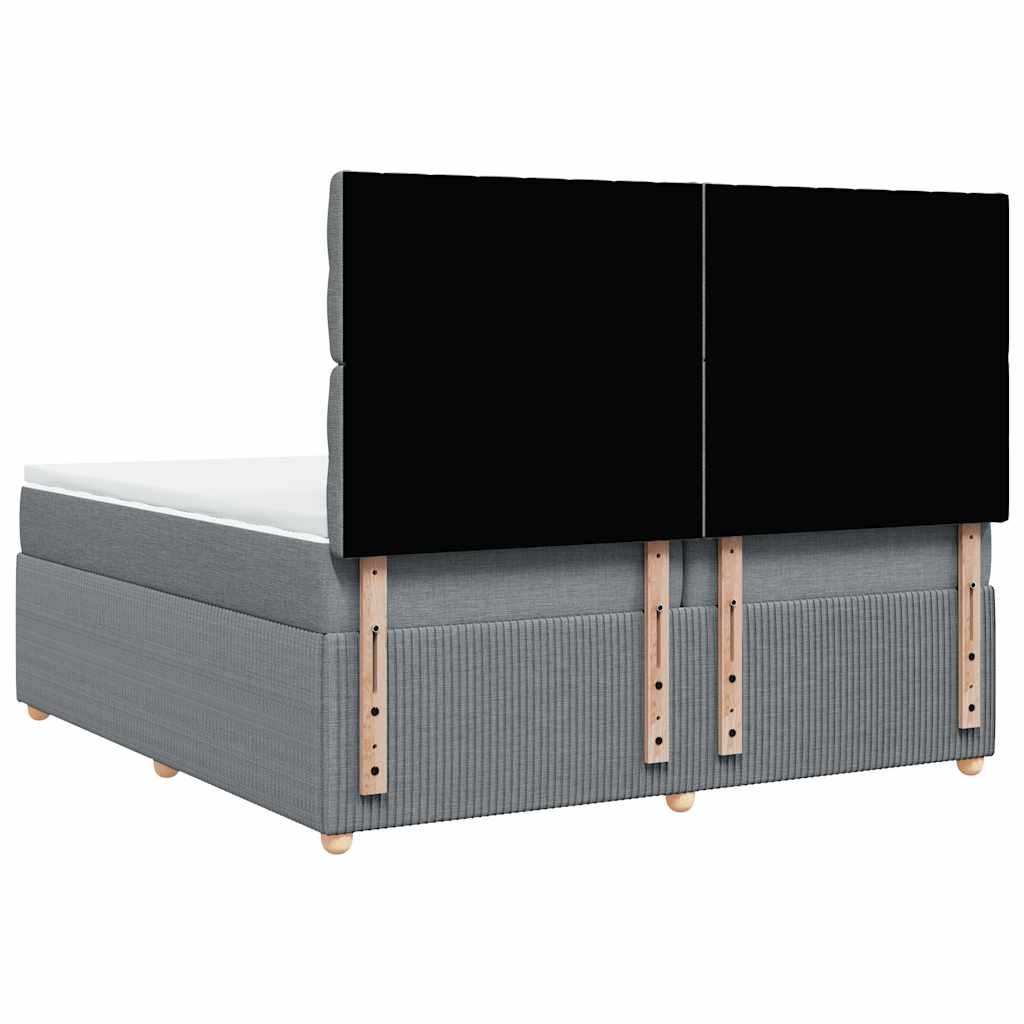 Κρεβάτι Boxspring με Στρώμα Ανοιχτό Γκρι 200x200 εκ. Υφασμάτινο - Pakobazaar