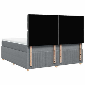Κρεβάτι Boxspring με Στρώμα Ανοιχτό Γκρι 200x200 εκ. Υφασμάτινο - Pakobazaar