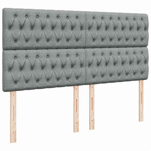 Κρεβάτι Boxspring με Στρώμα Ανοιχτό Γκρι 200x200 εκ. Υφασμάτινο - Pakobazaar