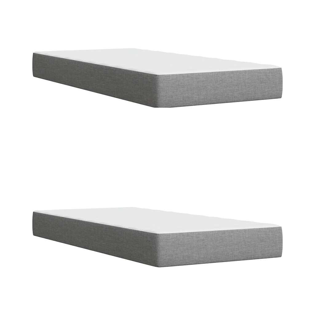 Κρεβάτι Boxspring με Στρώμα Ανοιχτό Γκρι 200x200 εκ. Υφασμάτινο - Pakobazaar