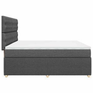 Κρεβάτι Boxspring με Στρώμα Σκούρο Γκρι 200x200 εκ. Υφασμάτινο - Pakobazaar