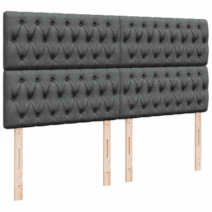 Κρεβάτι Boxspring με Στρώμα Σκούρο Γκρι 200x200 εκ. Υφασμάτινο - Pakobazaar