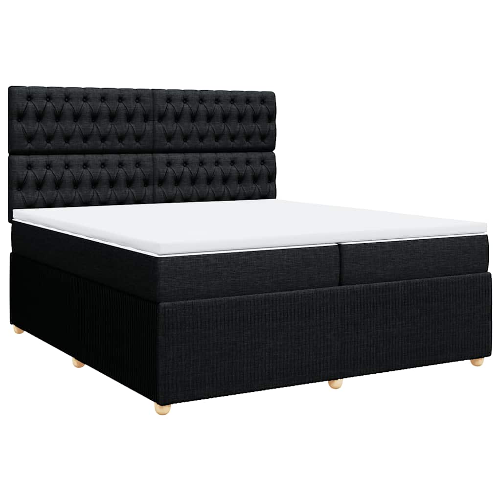 Κρεβάτι Boxspring με Στρώμα Μαύρο 200x200 εκ. Υφασμάτινο - Pakobazaar