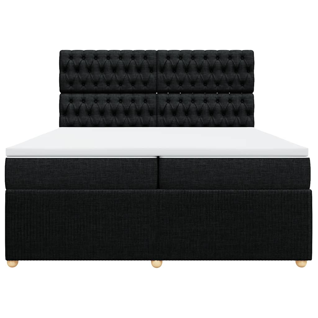 Κρεβάτι Boxspring με Στρώμα Μαύρο 200x200 εκ. Υφασμάτινο - Pakobazaar