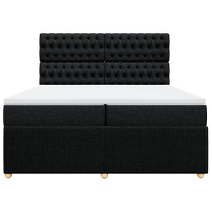 Κρεβάτι Boxspring με Στρώμα Μαύρο 200x200 εκ. Υφασμάτινο - Pakobazaar