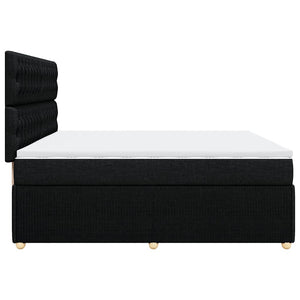 Κρεβάτι Boxspring με Στρώμα Μαύρο 200x200 εκ. Υφασμάτινο - Pakobazaar