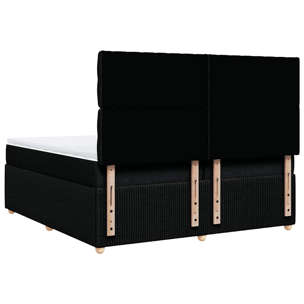 Κρεβάτι Boxspring με Στρώμα Μαύρο 200x200 εκ. Υφασμάτινο - Pakobazaar