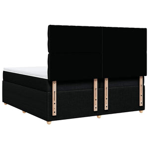 Κρεβάτι Boxspring με Στρώμα Μαύρο 200x200 εκ. Υφασμάτινο - Pakobazaar