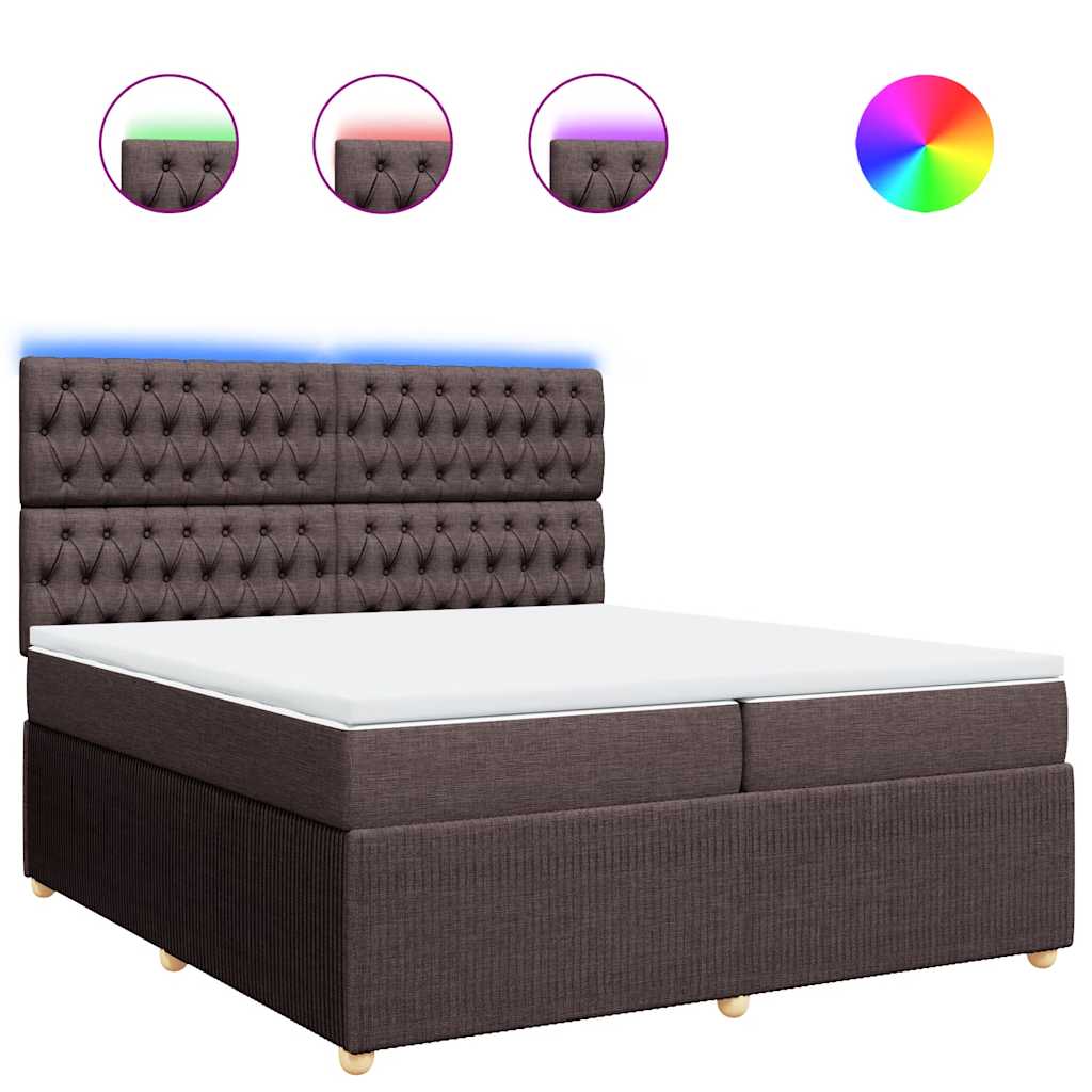 Κρεβάτι Boxspring με Στρώμα Σκούρο Καφέ 200x200 εκ. Υφασμάτινο - Pakobazaar