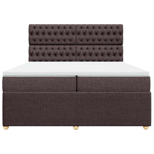 Κρεβάτι Boxspring με Στρώμα Σκούρο Καφέ 200x200 εκ. Υφασμάτινο - Pakobazaar