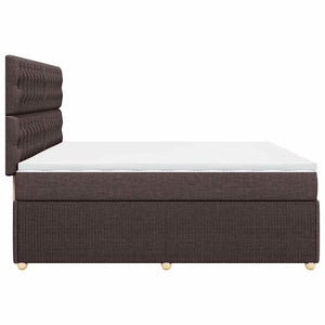 Κρεβάτι Boxspring με Στρώμα Σκούρο Καφέ 200x200 εκ. Υφασμάτινο - Pakobazaar