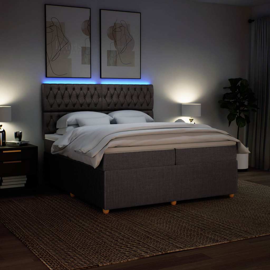 Κρεβάτι Boxspring με Στρώμα Taupe 200x200 εκ. Υφασμάτινο - Pakobazaar