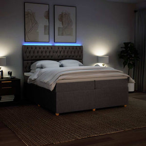 Κρεβάτι Boxspring με Στρώμα Taupe 200x200 εκ. Υφασμάτινο - Pakobazaar