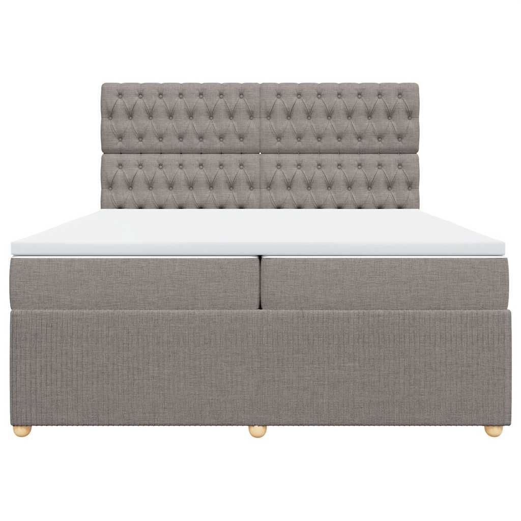 Κρεβάτι Boxspring με Στρώμα Taupe 200x200 εκ. Υφασμάτινο - Pakobazaar