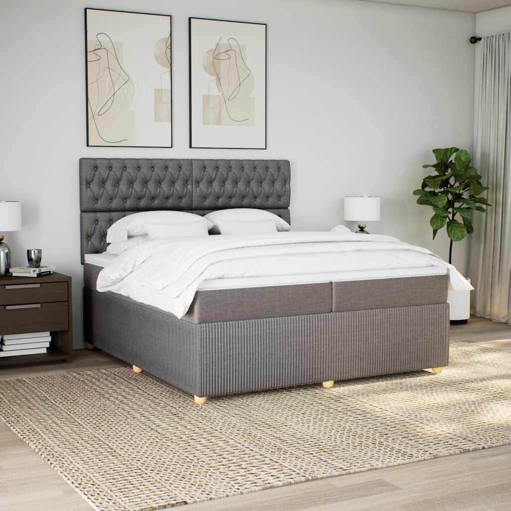 Κρεβάτι Boxspring με Στρώμα Taupe 200x200 εκ. Υφασμάτινο - Pakobazaar
