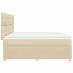 Κρεβάτι Boxspring με Στρώμα Κρεμ 200x200 εκ. Υφασμάτινο - Pakobazaar