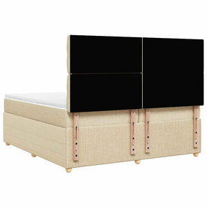 Κρεβάτι Boxspring με Στρώμα Κρεμ 200x200 εκ. Υφασμάτινο - Pakobazaar