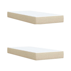 Κρεβάτι Boxspring με Στρώμα Κρεμ 200x200 εκ. Υφασμάτινο - Pakobazaar