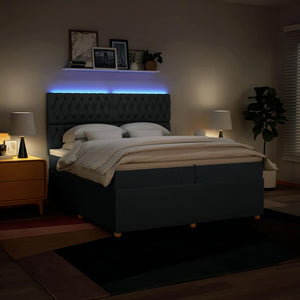 Κρεβάτι Boxspring με Στρώμα Μπλε 200x200 εκ. Υφασμάτινο - Pakobazaar