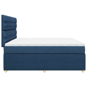 Κρεβάτι Boxspring με Στρώμα Μπλε 200x200 εκ. Υφασμάτινο - Pakobazaar