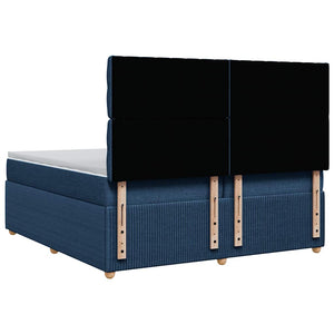 Κρεβάτι Boxspring με Στρώμα Μπλε 200x200 εκ. Υφασμάτινο - Pakobazaar
