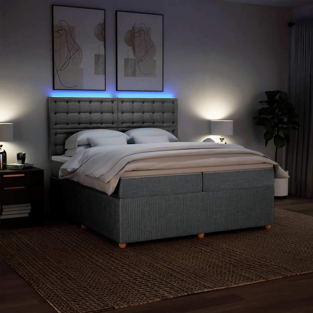 Κρεβάτι Boxspring με Στρώμα Ανοιχτό Γκρι 200x200 εκ. Υφασμάτινο - Pakobazaar