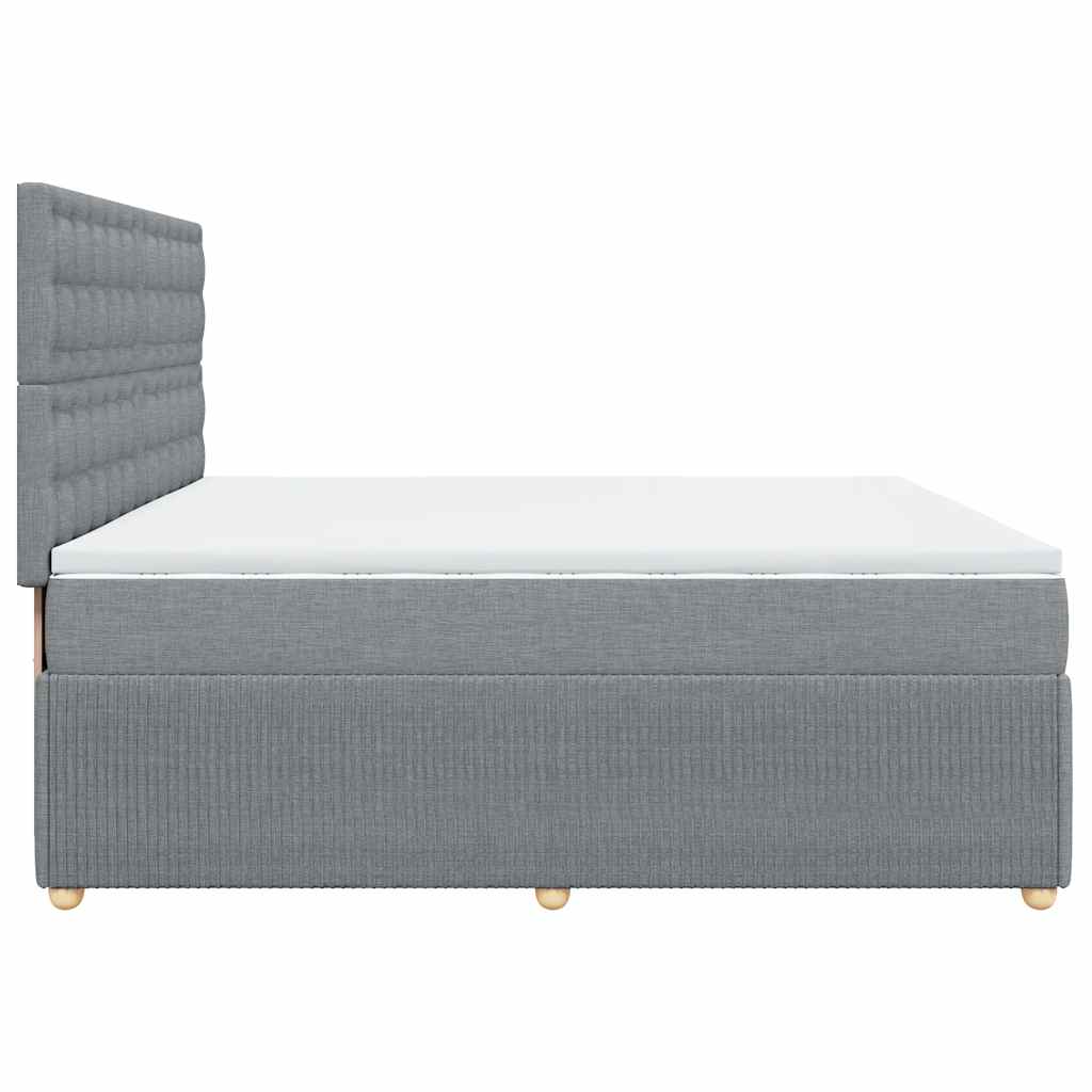 Κρεβάτι Boxspring με Στρώμα Ανοιχτό Γκρι 200x200 εκ. Υφασμάτινο - Pakobazaar