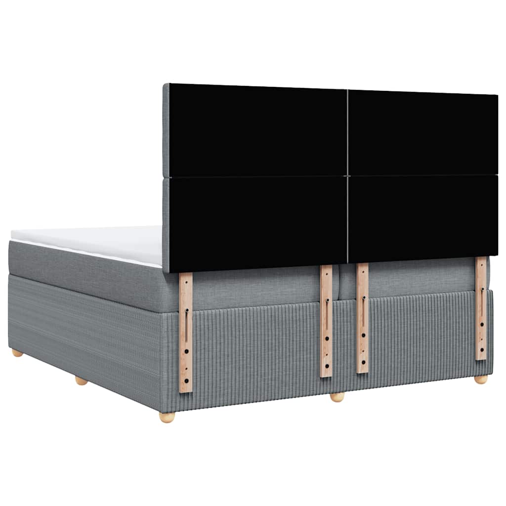 Κρεβάτι Boxspring με Στρώμα Ανοιχτό Γκρι 200x200 εκ. Υφασμάτινο - Pakobazaar